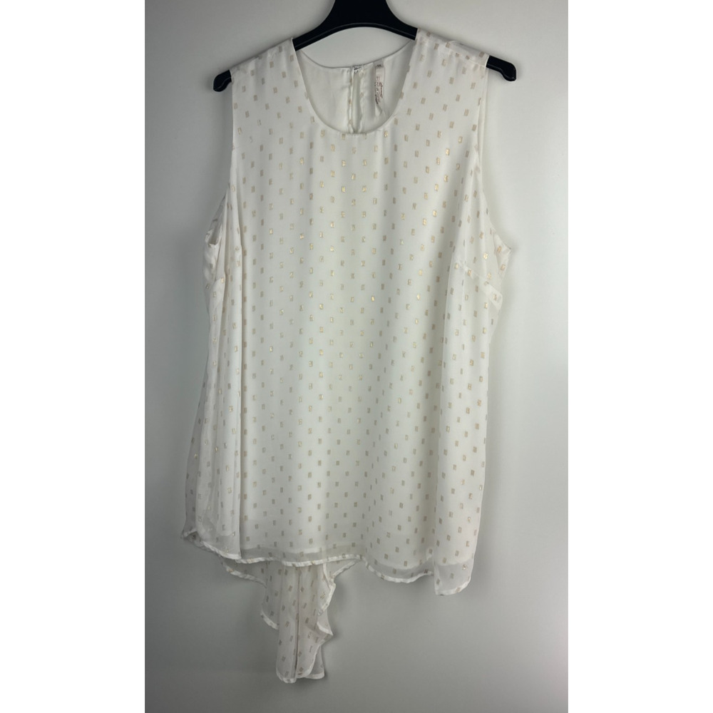Melissa McCarthy Sleeveless Tunic Top Overlay Blouse White Gold Plus Size 3X - Picture 9 of 16